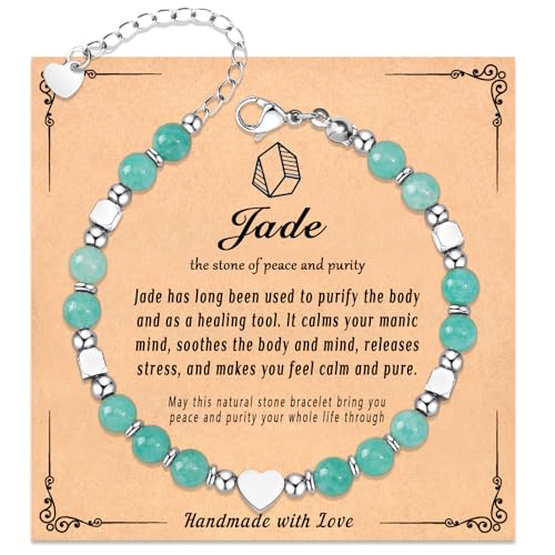 Healing Natural Crystal Bracelets for Women, Unique Gift Ideas with Inspirational Card
