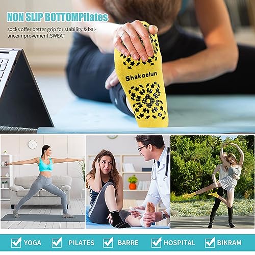 Image of Non Slip Pilates Socks with Grips for Yoga, Barre, Grippy, Hospital, Ballet for Women with Arch Support.