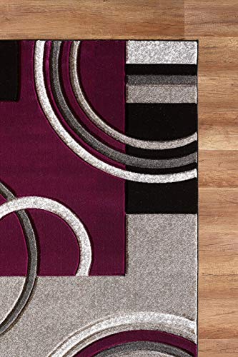 GLORY RUGS Area Rug 2x3 Door Mat Purple Geometric Soft Floor Carpet with Premium Fluffy Texture for Indoor Living Dining Room and Bedroom Area