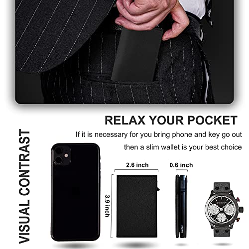 Image of AirTag Wallet for Mens Wallet,Card Holder for AirTag,Smart,RFID Blocking,Slim Wallet for Front Pocket-8-12 Card Capacity (Pu Leather, Cross Black)