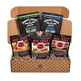 The Brobox Pound of Flesh Teriyaki Beef Jerky Care Box - Basket Buffalo Bobs Variety Pack | Natural High Protein Meat Snack for Men Fat Free 100%