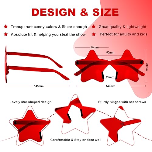 2 Pair Star Shaped Sunglasses Transparent Color Star Glasses Pentagram Glasses for Women Children Party Favor2