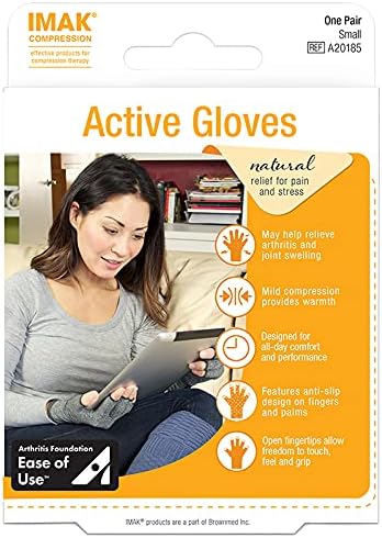 Brownmed IMAK Compression Active Gloves - Fingerless Gloves for Arthritis Pain Relief Support - Large