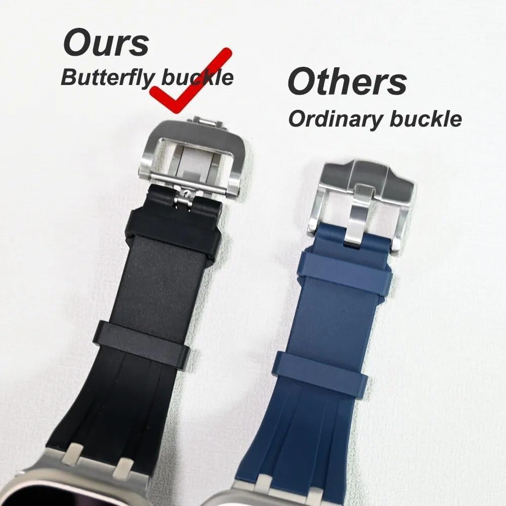 Pasek sportowy z kauczuku fluorowego, silikonowy pasek do zegarka Apple Watch Ultra 49 mm, 44 mm, 45 mm, 42 mm, 9, 8, 7, 6, 5, 4 SE, akcesoria zamienne do zegarków (D, 42 mm)