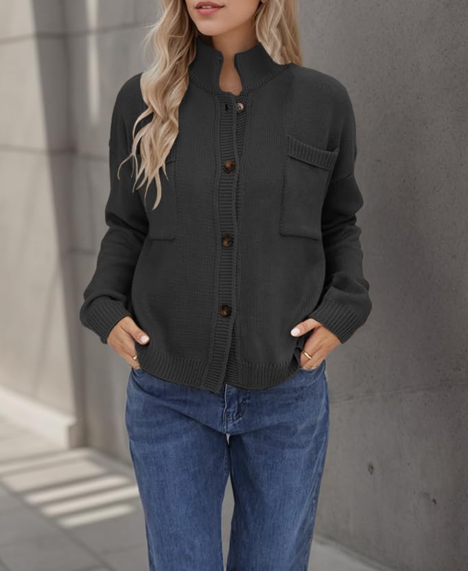 Image of Sumleno Long Sleeve Cardigan Sweaters for Women Button Down Tops Vintage Grandpa Aesthetic Grunge Fall Winter Outfits