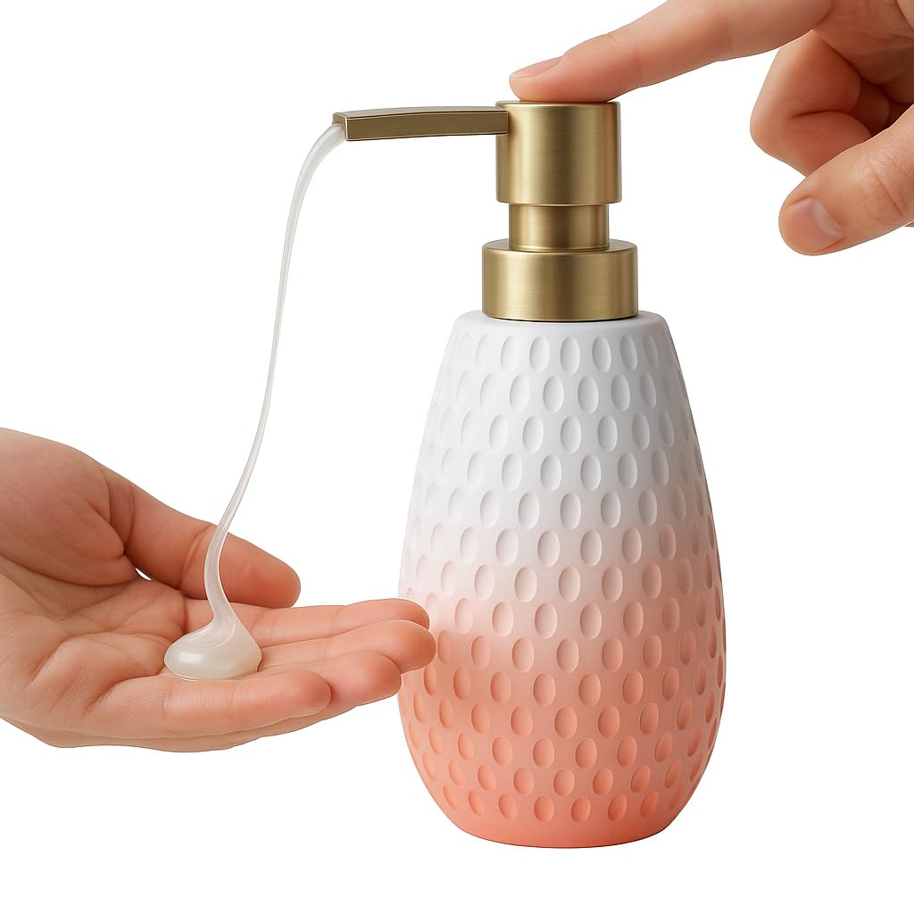 Blue Canyon Milano Pink Resin Soap Dispenser For Bathroom, (8 X 18 Cm) Pink Refillable Liquid Pump Dispenser For Kitchen, Hotels, Hospitals, Hand Wash Dispenser, Lotion, Sink & Countertop Dispenser