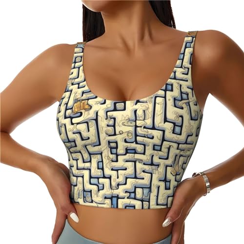 Chaleco deportivo para mujer con estampado de mapa del tesoro laberinto para yoga y fitness