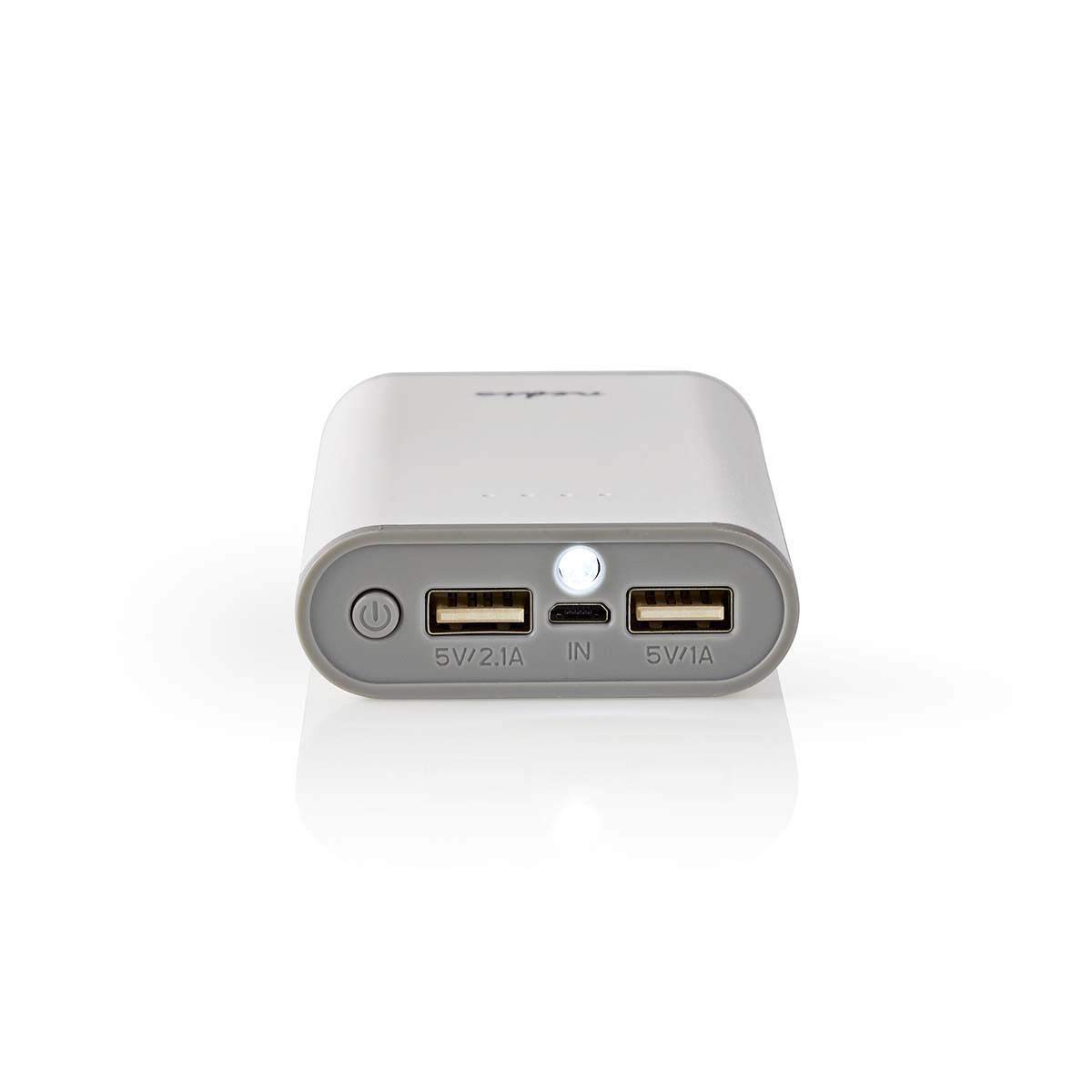 Nedis Batterie Externe Portable compacte avec Port USB-A et entrée Micro USB, Batterie Externe Portable et compacte pour Smartphones, tablettes et Plus Encore, avec Lampe Torche LED, Blanc