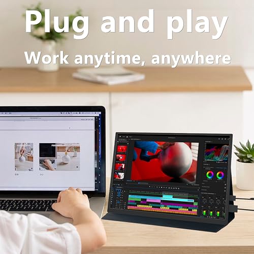 Image of Portable Monitor 10.5'' 1920x1280 (3:2) IPS Display, 100% sRGB, 430 Nits HDR, USB-C & HDMI Travel Monitor with Smart Case & Speakers, External Monitor for Laptop Mac Phone PS5 Xbox Switch