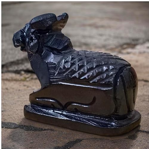 Estatua Nandi de Mármol Negro 3 Pulgadas 290g Artesanal miniatura 6