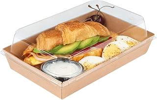Restaurantware Matsuri Vision 8 x 5 x 1.5 Inch Medium Sushi Trays 100 Greaseproof Sushi Packaging Boxes - Lids Sold Separately Disposable Kraft Paper Sushi Containers For Entrees Or Desserts