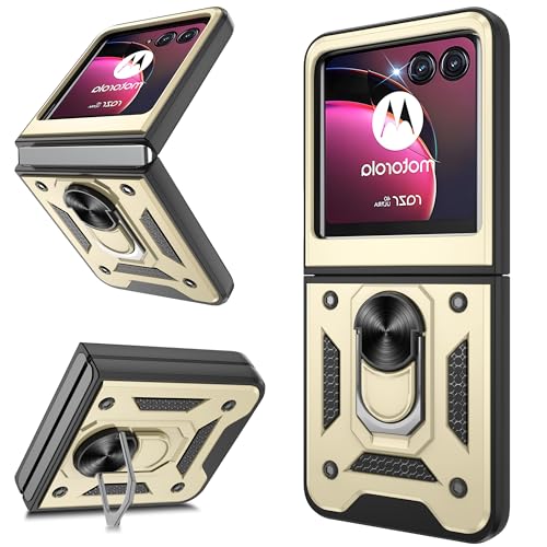 Coque Motorola Razr Plus 2023 antichoc béquille métal or robuste