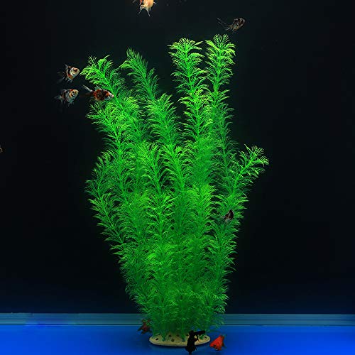 ALEGI Grande plante artificielle en plastique pour aquarium - Décoration sans danger pour tous les poissons - 53,3 cm de haut - Vert