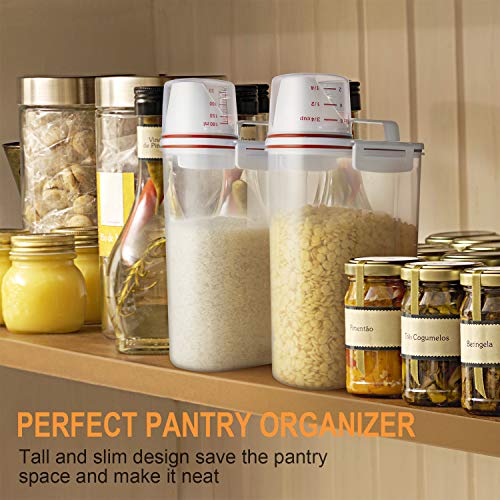 TBMax Small Rice Storage Container -4 Lbs Cereal Dispenser with Measuring Cup, Airtight Dry Food Container Bin for Pantry Storage Organization