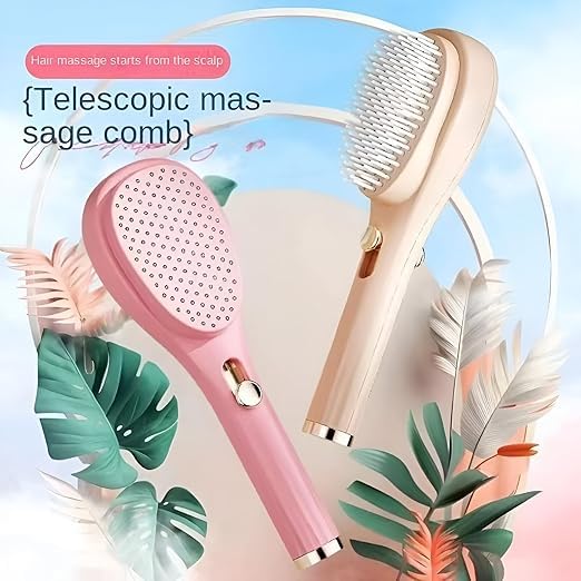 Image of Self-Cleaning Telescopic Hairbrush - One-Click Retractable Bristle Comb, Anti-Static Scalp Massager Brush for Hair Detangling, Styling & Care - 2-in-1 Hair & Scalp Tool for Women & Men (PACK OF 1) (Small)