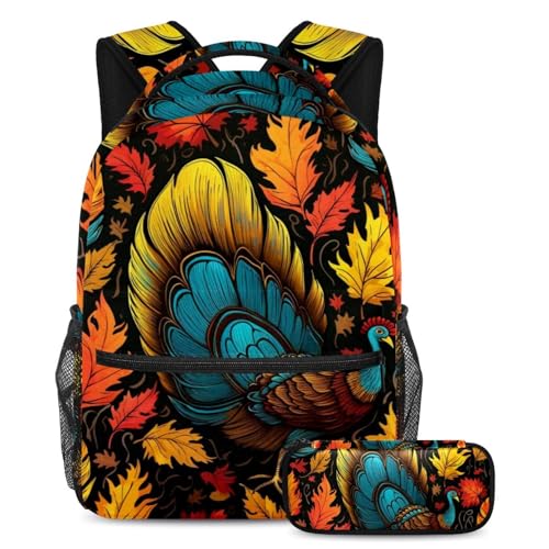Sac à dos fruits Thanksgiving 40cm cartable ado fille garçon et trousse crayons scolaire