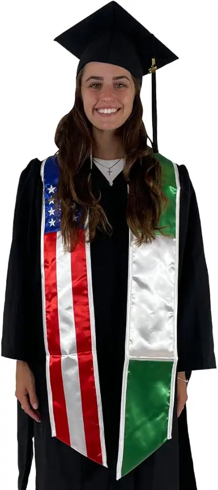 Cappe Diem Two Flag Graduation Sash Stole (USA + International)