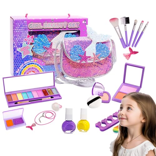 Yidueace Kit de Maquillaje de | Lavable Y Soluble En Agua - Juguete Cosmético con Barra de Labios y Esmalte de Uñas para Niñas | para Ninas De 3 a 12 Anos Regalo Cumpleanos Navidad Ano Nuevo