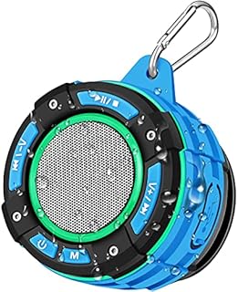 BassPal Bluetooth Speaker IPX7 Waterproof Shower Speakers Bluetooth Wireless Shower Radio with 10W 15 Hours Playtime, TWS, Loud Stereo Sound for Shower Hiking Camping (Blue)