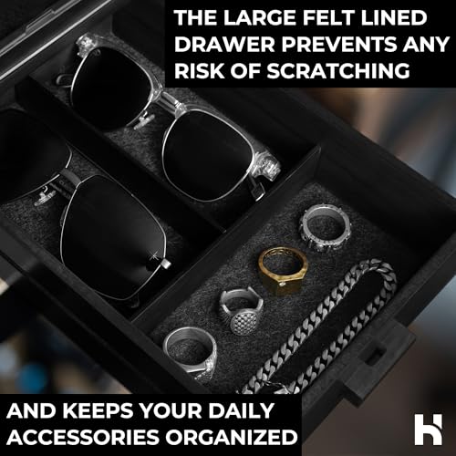 Image of Holme & Hadfield Premium 6-Slot Sunglasses Organizer - Beautiful 360 Views - Handcrafted Wooden Sunglasses Display Case for Multiple Glasses - Luxurious Birthday Gift