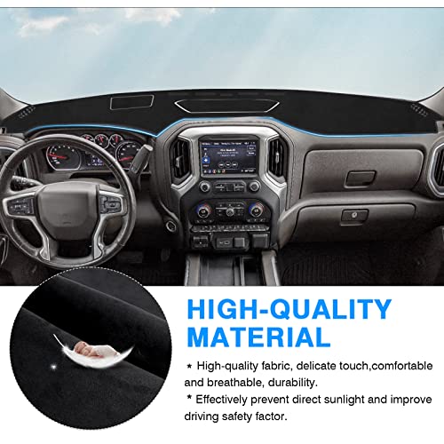 Image of Autorder Dashboard Cover Mat for 2019-2025 Chevy Silverado 1500 2500HD 3500HD /GMC Sierra Accessories Dash Cover Flannel Dash Mat Sunshade Protector(Just Fit the Models Without Forward Collision Alert)