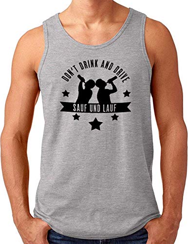 Débardeur homme OM3 Party Saufen imprimé gris mélangé taille S à 4XL