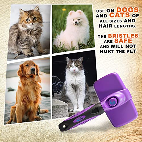 Gm Pets™ Self Cleaning Grooming Brush | This Is The Best Dog And Cat Brush For Shedding And Grooming | Our Pet Brushes Are Suitable For All Hair Lengths (Original) #TOP2