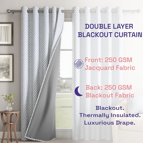 Image of Wakefit Designer Jacquard Blackout Curtain | 7X 4.3 ft | Set of 1 | Blocks up to 99% of Light | Double Layered Fabric | Woven, Not Printed | Helps Reduce Noise | Machine Washable | Virginia