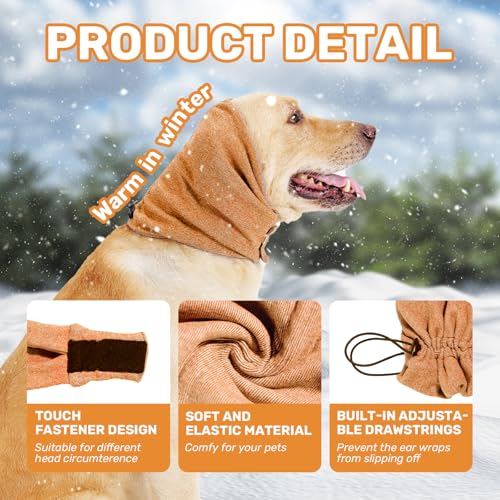 Image of Dog Calming Hoodie, No Shake Ear Wraps for Dogs, Adjustable Dog Ear Muffs for Noise Protection, Ear Wrap Head Cover for Anxiety Relief & Hematoma (Vitality Orange, M(Head Circle:13.8 inch-18.9 inch))
