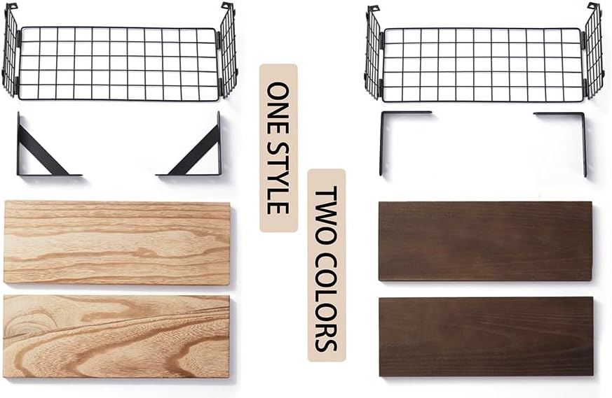 Miniatura 9 de 2 estantes flotantes de madera para pared, estante de pared y cesta de pared, estantes de pared para dormitorio, estantes montados en la pared,