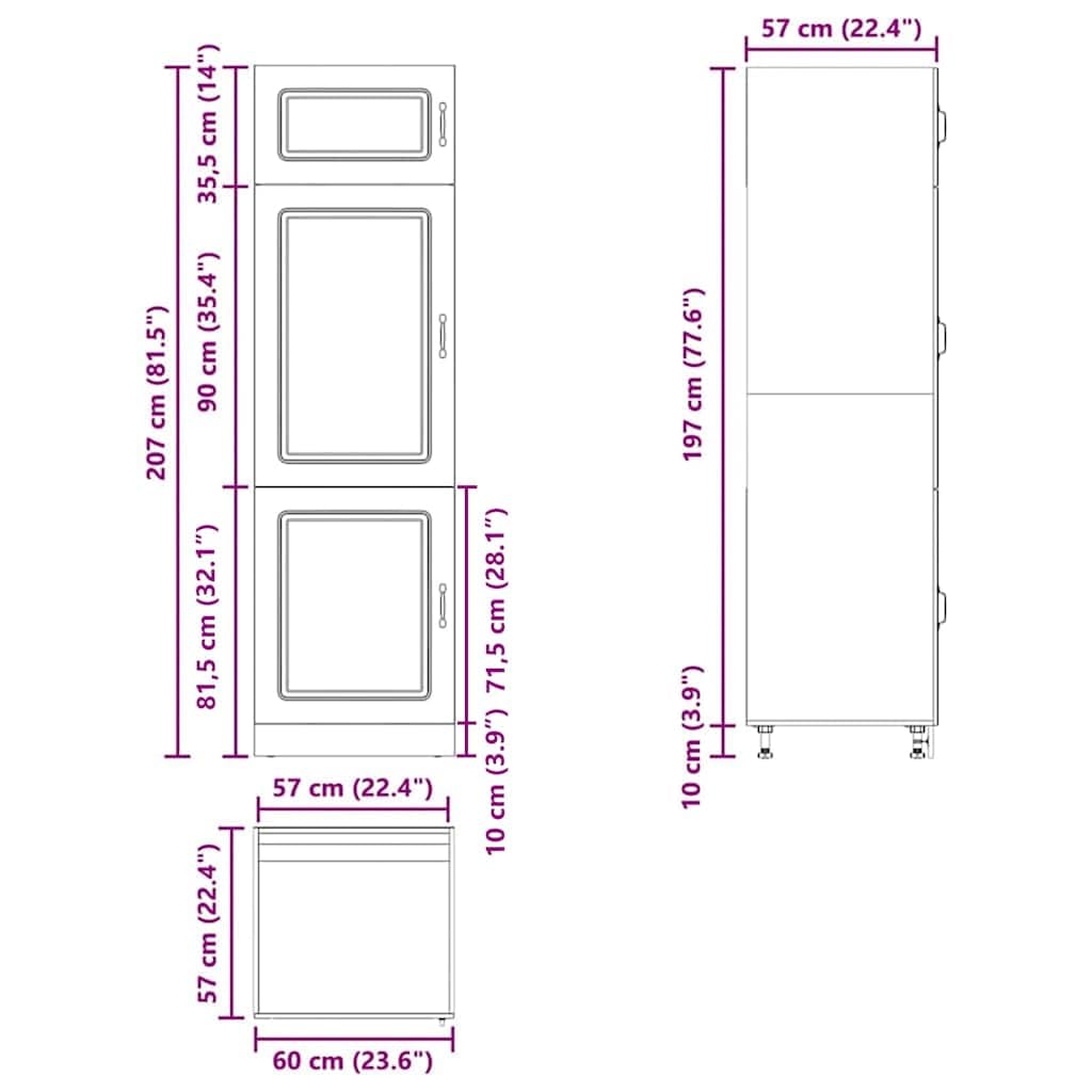 vidaXL Armoire de Cuisine Kalmar Gris béton Bois d'ingénierie, Armoire de Cuisine Blanche, Armoire de Cuisine latérale, Meuble de Cuisine autoportant
