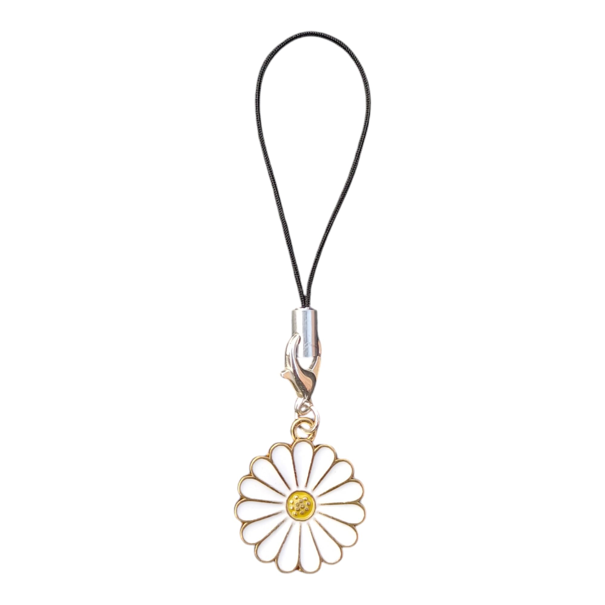 Daisy Flower Phone Strap Charm for Girls, White and Gold-image-28