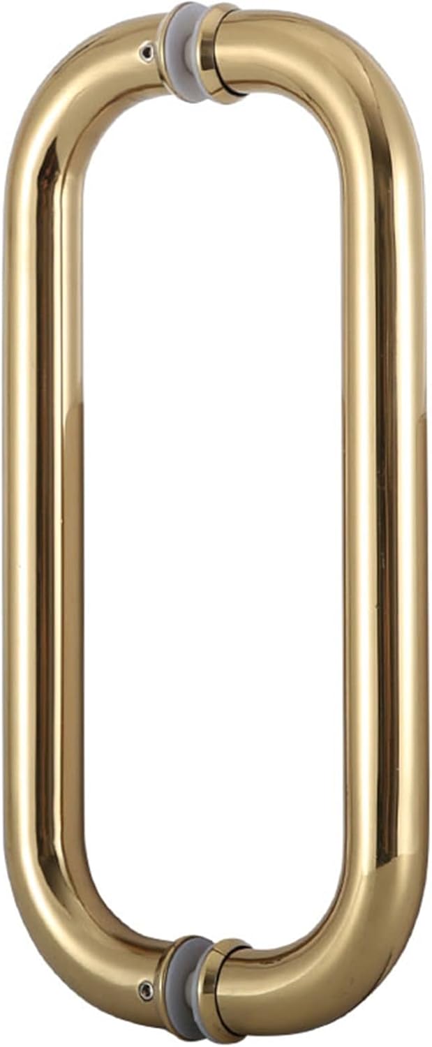 Round Shower Door Handle O-Shaped, Double-Sided Hardware Set Door Pulls for Indoor, 304 Stainless Steel Push Pull Door Handle, Tube Diameter 1in (Color : Gold)