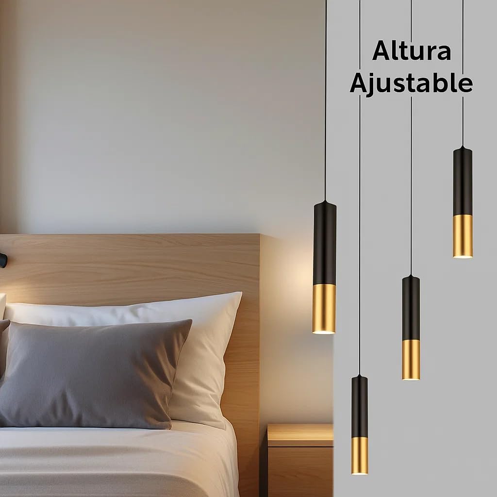 Hobaca® GU10 LED Pendant Light - 6CM Mini Spotlight with Adjustable Black Gold Finish for Kitchen Island, Dining Room & Bar - Matte Black Modern Hanging Light (30cm)