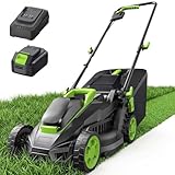 21V Brushless Cordless Electric Lawn Mower - 13-Inch Push Mower with 4.0Ah Battery & Charger, 5 Adjustable Cutting Heights, Mulching & Bagging Options for Small Yards