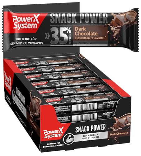 Power System Snack Power Dark Chocolate 24x45g, 35% Protein, Eiweißriegel