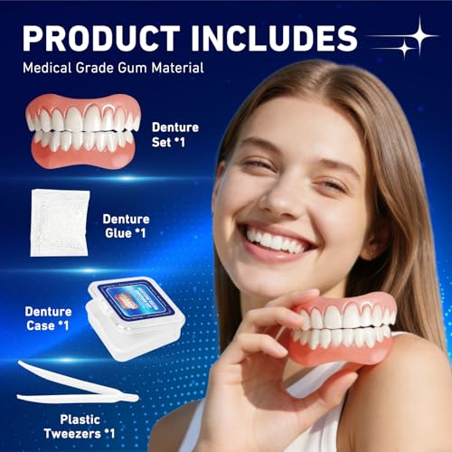 Moldable Silicone False Teeth Veneers, DIY Upper & Lower Temporary Dentures Kit for Women Men, Smile Fix at Home in Minutes,Comfortable and Reusable - Thumbnail 6