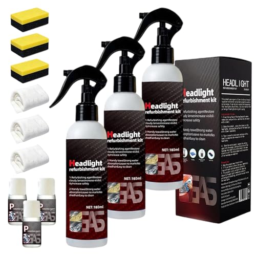 BNGXR 1 Set Professional Car Headlight Restoration Kit, 2026 New Headlight Cleaning and Polishing Spray, Multifunctional Headlight Oxidation Remover Spray for Vehicle Maintenance (1)