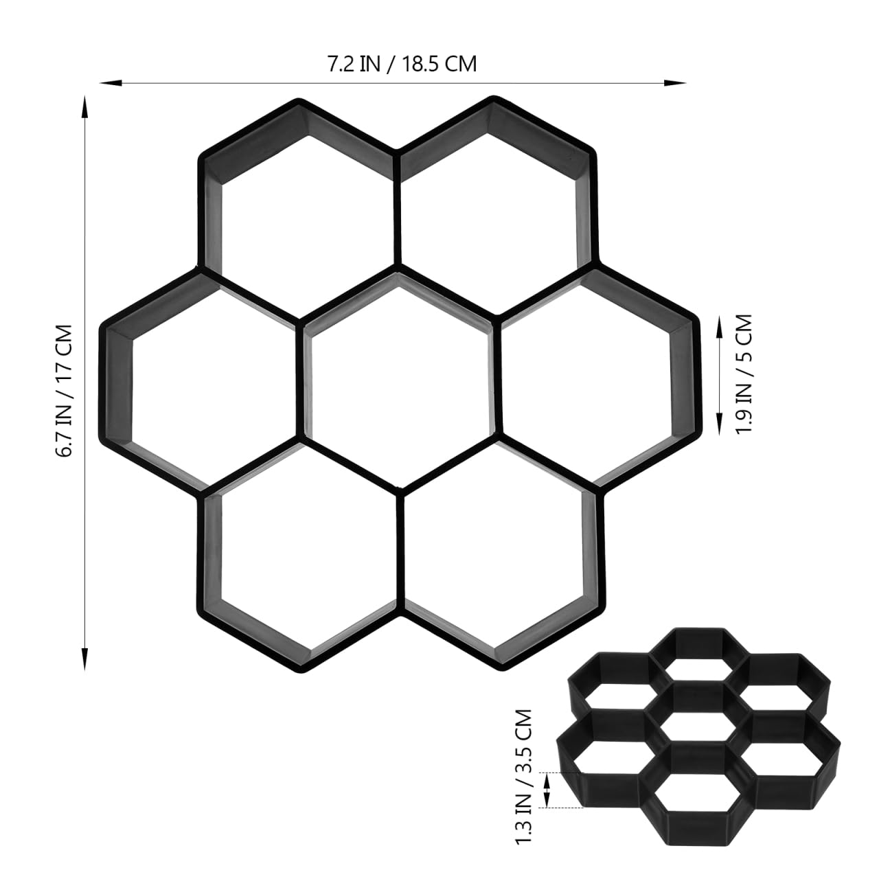 Moule Hexagonal à pavés de Jardin Moule à béton Réutilisable Plastique Solide Allée Terrasse Décoration Extérieure Outil Manuel 7.2x6.7In