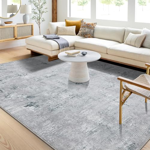 Guchuang Bedding Washable Rugs Living Room Area Rugs Grey Modern Abstract Rugs Large Non Slip Carpet Short Pile Rugs for Bedroom Dining Room Kitchen Soft Faux Wool Rugs 160x230cm - Image 3