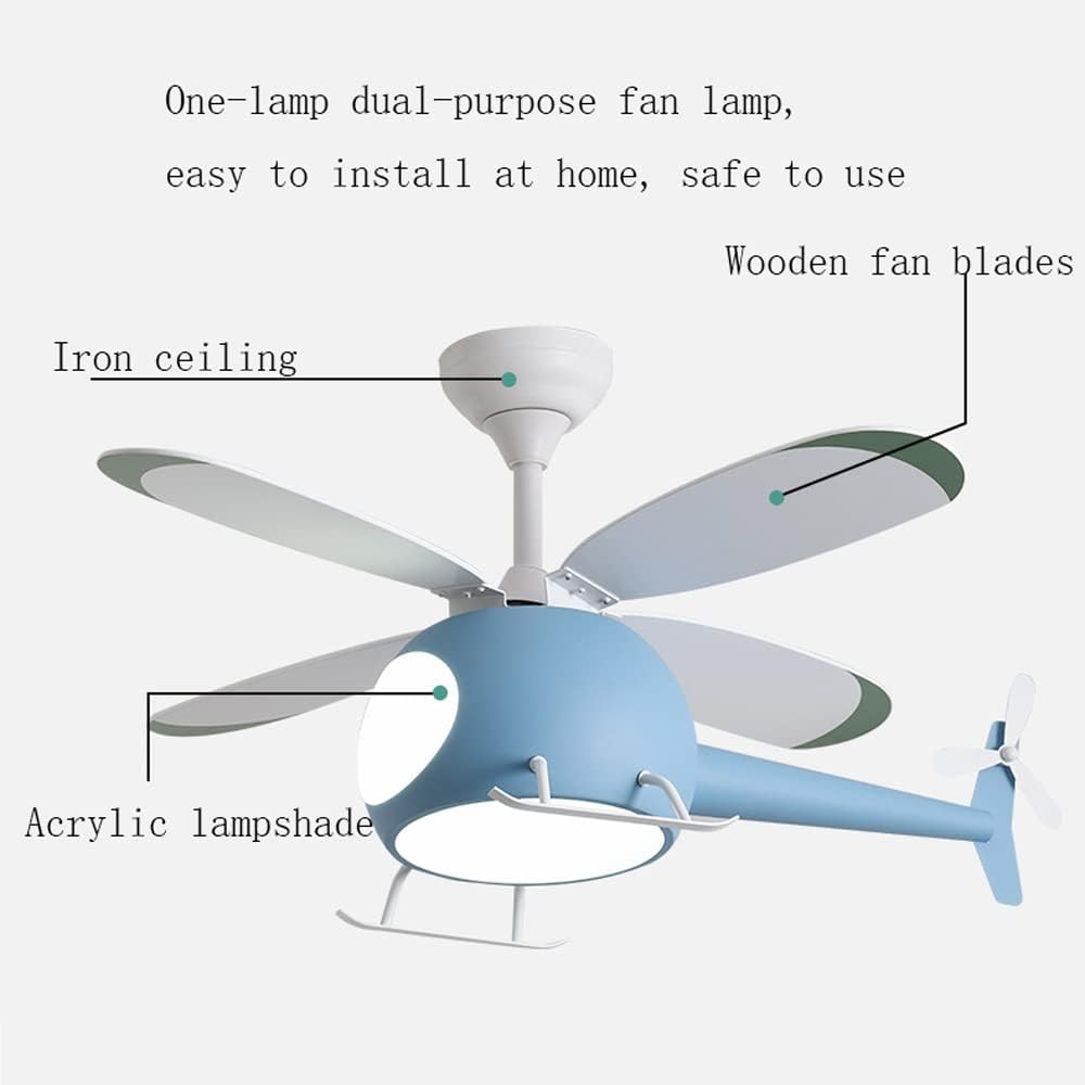 Kids Ceiling Fan with Light for Bedroom,Aircraft Ceiling Fan Lamp,Interior Decoration Helicopter Ceiling Fan,Children's Gifts-Modern LED Pendant Lamp Multi Speed Timer Remote Control