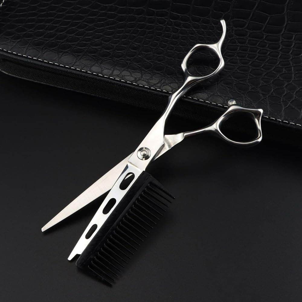 Hair Cutting Scissors, 6 Inch Professional JP 440c Steel 2 in 1 with Comb Cutting Barber Tools Haircut Shears Hairdressing Scissors
