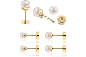 Three Pairs Flatback Pearl Earrings