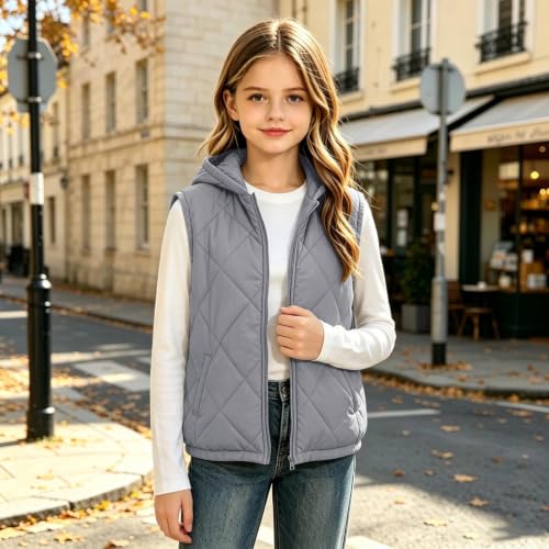 Piuwrlz Girls Hooded Puffer Vest Zip Up Sleeveless Jacket - image 3