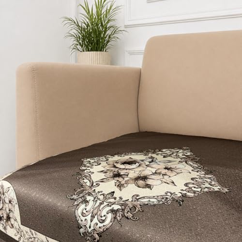 Image of Homerz Premium Waterproof Jasmine Joe Sofa Seat Cover - Floral Printed Sofa Protector | Non-Slip, Washable & Durable Sofa Protector (Coffee, 1 Seater)