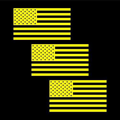 Image of American US Flag [Pick Color /Size] Vinyl Decal Sticker for Laptop /Car /Truck /Window /Bumper (5in x 2.8in [3-Pack], Matte Yellow)