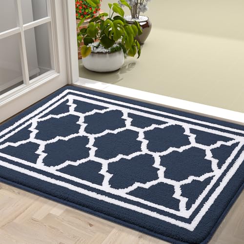 Image of Homaxy Soft Absorbent Door Mat, Dirt Trapper Doormats, 43X76cm, Navy Blue