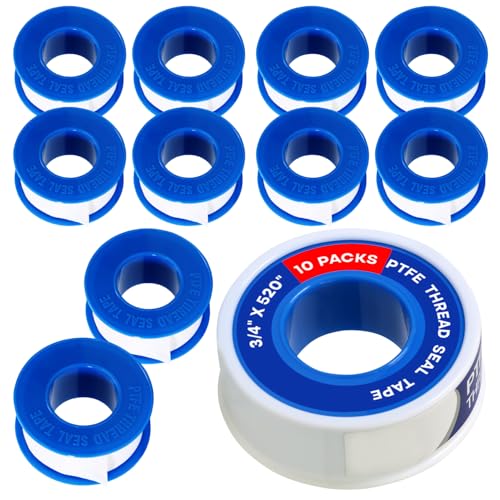 Supply Giant Plumbers PTFE Tape 3/4" W x 520" L 10 Rolls Pipe Thr...