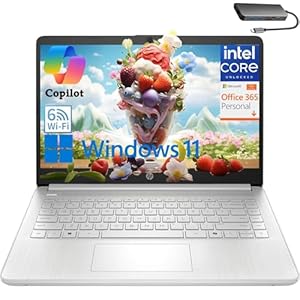 HP Laptop Computer for Student and Home Microsoft 365, 384GB Storage (128GB UFS + 256GB Hub Docking Set), Fast Intel Quad Core (Beat i3-1115G4), Light Weight, Fast Charge, Windows 11 S