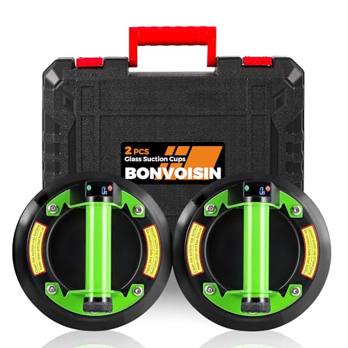 Bonvoisin Ventouse de Carrelage Electrique 2Pcs, Capacité de Charge de 350lbs/160kg, avec 2000mAh Batteries au Lithium, Triple Couche de Caoutchouc, pour...